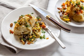 Whole Roasted Cauliflower with Agrodolce Sauce