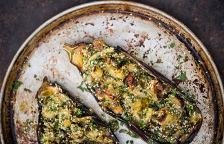 Grilled Eggplant With Sesame and Herbs