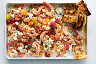 Sheet-Pan Shrimp With Tomatoes, Feta and Oregano