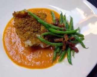 Recipe Photo: Basil-crusted Cod with Tomato Fonduta