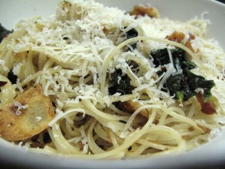 Spaghetti with Broccoli Rabe, Toasted Garlic and Bread Crumbs 