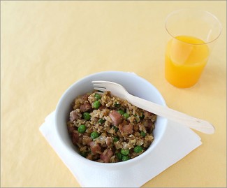 Recipe Photo: Brown-rice Fried Rice with Ham and Eggs