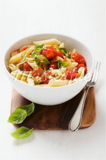 Penne with Cherry Tomatoes, Garlic, and Basil