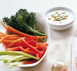 Recipe Photo: Crudités with Lemon-Pesto Goat Cheese Dip