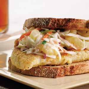 Recipe Photo: Crispy Fish Sandwich with Pineapple Slaw