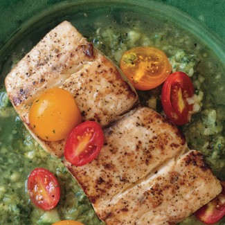 Recipe Photo: Seared Mahi-Mahi with Green Gazpacho Sauce