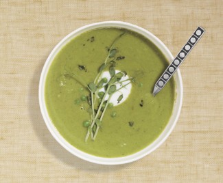 Recipe Photo: Green Pea Soup with Tarragon and Pea Sprouts