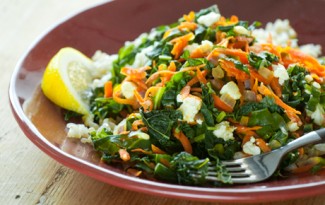 Winter Greens with Carrots, Feta Cheese and Brown Rice Recipe Photo: Winter Greens with Carrots, Feta Cheese and Brown Rice