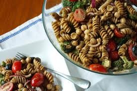 Grilled Whole-wheat Pasta Salad with Basil Dressing