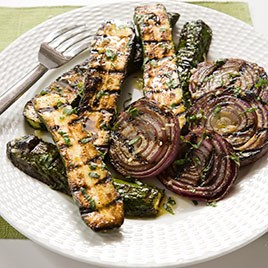 Grilled Zucchini and Red Onion with Lemon-Basil Vinaigrette Recipe Photo: Grilled Zucchini and Red Onion with Lemon-Basil Vinaigrette