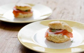 Recipe Photo: Herb Biscuits with Smoked Salmon and Creamy Chive Spread