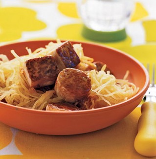 Recipe Photo: Maple-Glazed Tofu with Spaghetti Squash