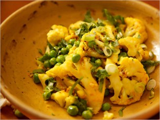 Recipe Photo: Pan-Roasted Spiced Cauliflower With Peas