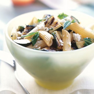 Recipe Photo: Penne with Grilled Zucchini, Ricotta Salata, and Mint