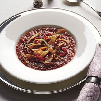 Recipe Photo: Rustic Tomato Soup with Toasted Cumin and Mini Rajas