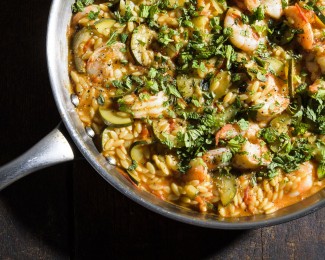 Shrimp, Orzo, and Zucchini With Ouzo and Mint