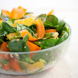 Spinach Salad with Carrot, Orange, and Sesame Recipe Photo: Spinach Salad with Carrot, Orange, and Sesame