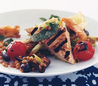 Recipe Photo: Wheat-Berry Salad with Grilled Tofu