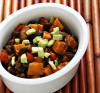 Recipe Photo: Black Bean and Sweet Potato Stew with Chilies and Polenta Triangles