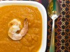 Roasted Carrot Soup with Grilled Shrimp