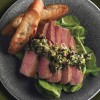 Recipe Photo: Seared Tuna with Olive-Tapenade Vinaigrette and Arugula